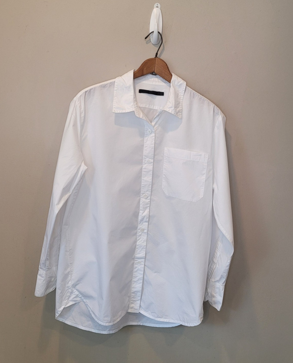 Jenni Kayne Cotton White Collar Button Up Boyfriend Shirt Small Preppy Classic